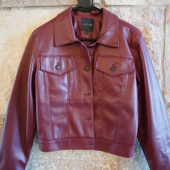 Joes Red long Sleeve Leather Jacket Size M - Picture 1 of 4